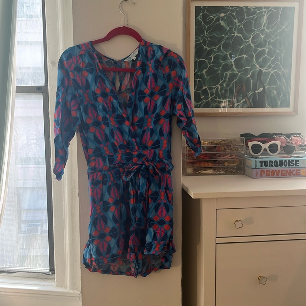 Escapada Living short sleeve Naomi romper sapphire Aegean blue mosaic